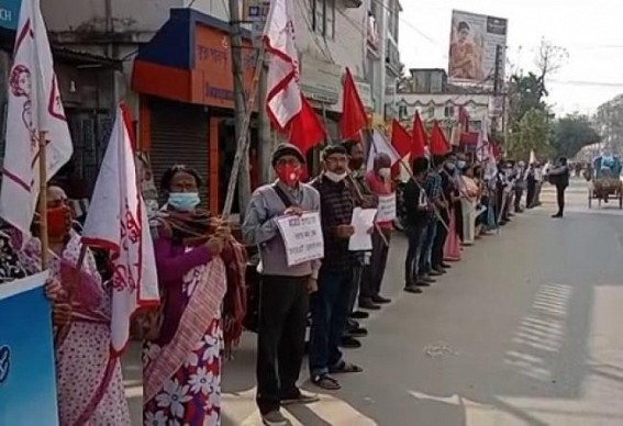 Leftist organisations staged protest against the Union Budget 2022-2023